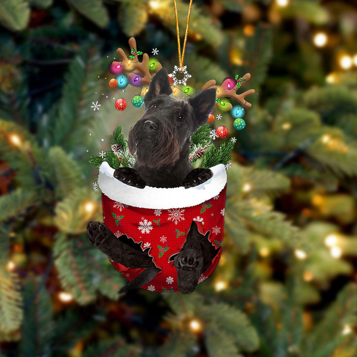 Scottish Terrier In Snow Pocket Christmas Ornament