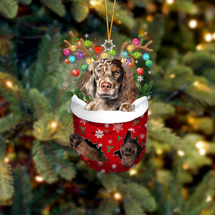English Setter 1 In Snow Pocket Christmas Ornament