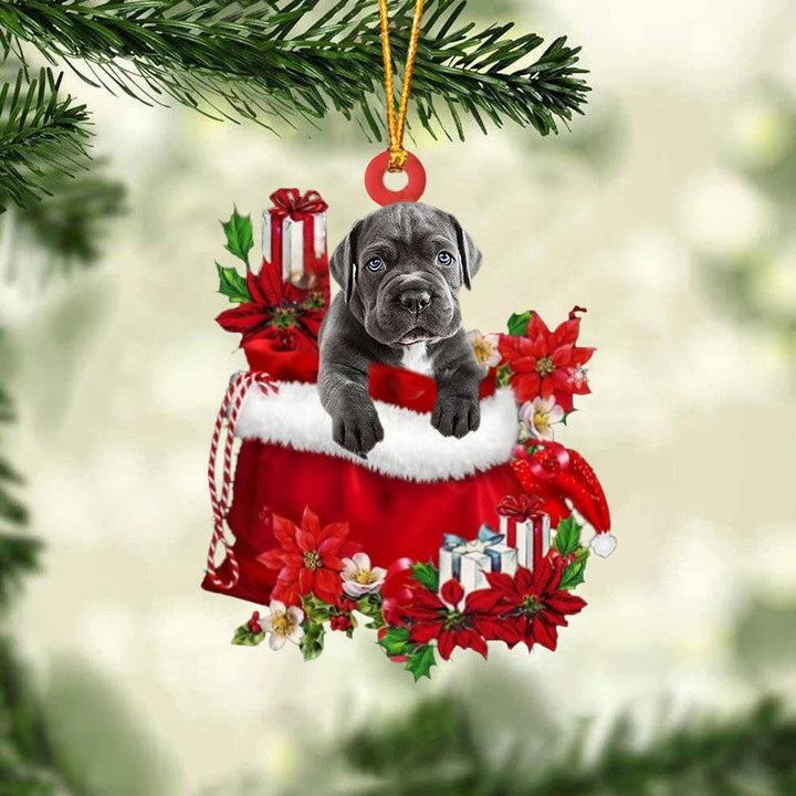 Cane Corso In Gift Bag Christmas Ornament