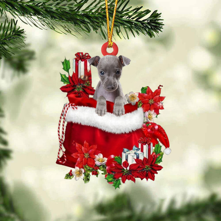 Italian Greyhound In Gift Bag Christmas Ornament