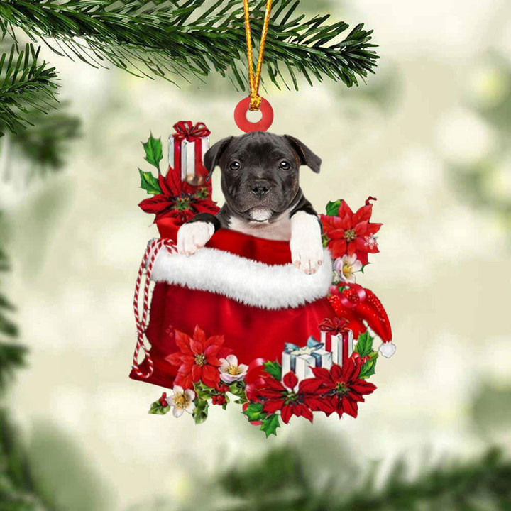 Staffordshire Bull Terrier 088In Gift Bag Christmas Ornament