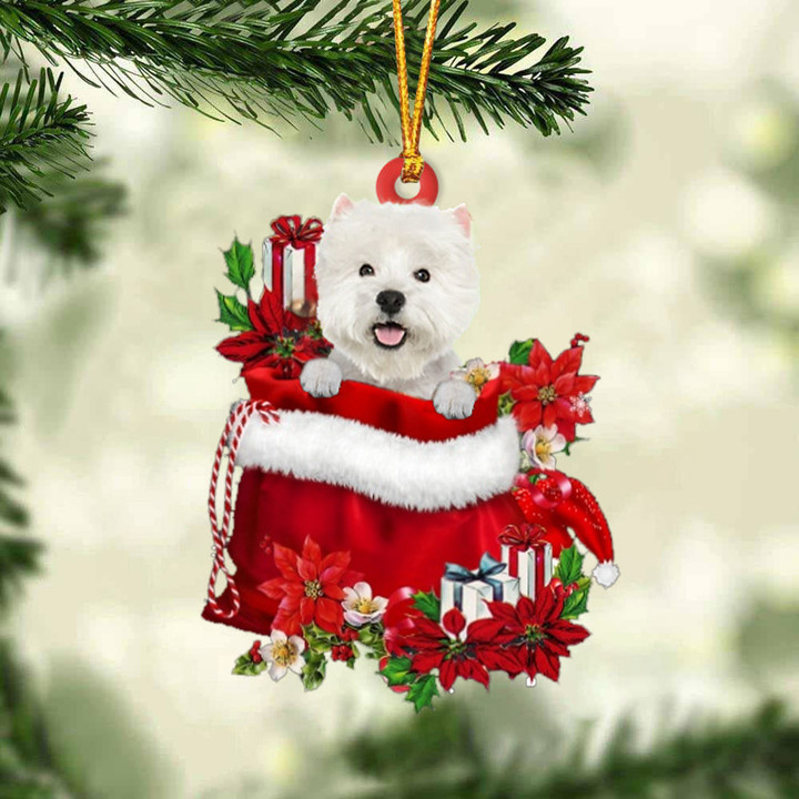 West Highland White Terrier In Gift Bag Christmas Ornament