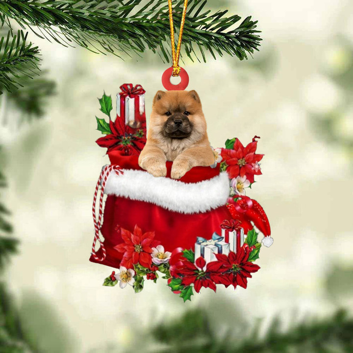 Chow Chow In Gift Bag Christmas Ornament
