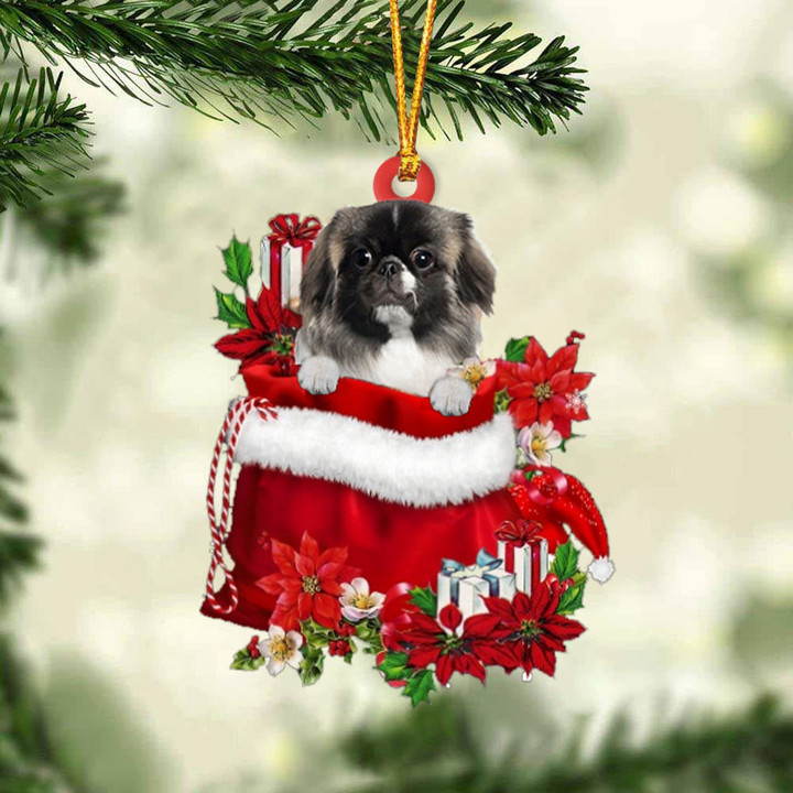 Pekingese In Gift Bag Christmas Ornament