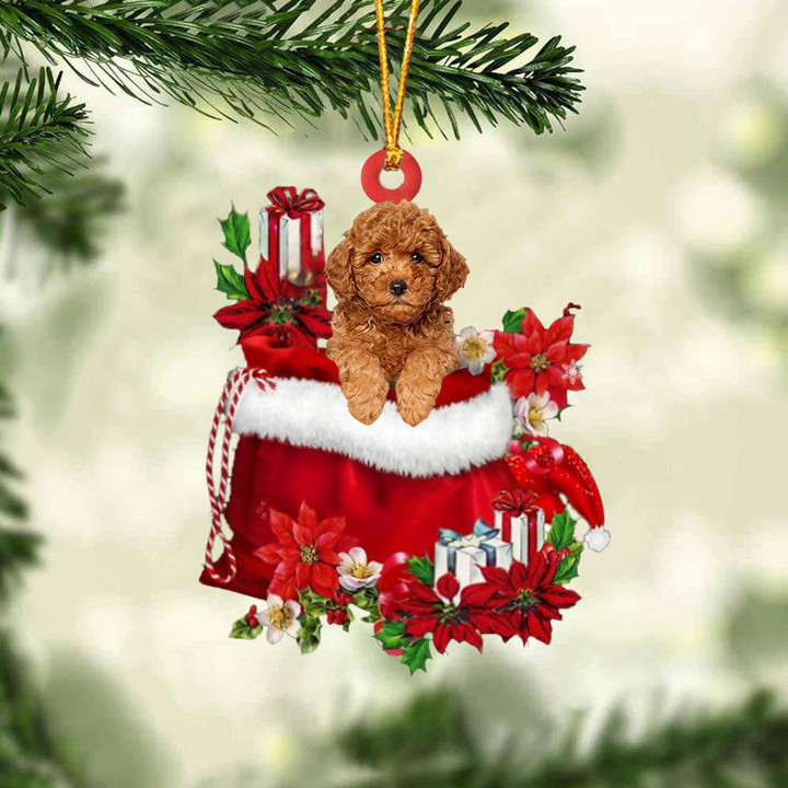 Poodle06 In Gift Bag Christmas Ornament