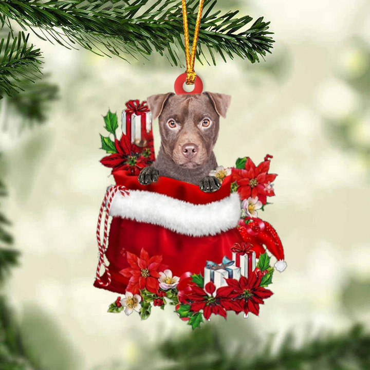 Patterdale Terrier In Gift Bag Christmas Ornament