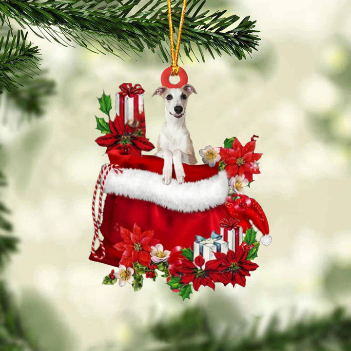 Whippet~1 In Gift Bag Christmas Ornament