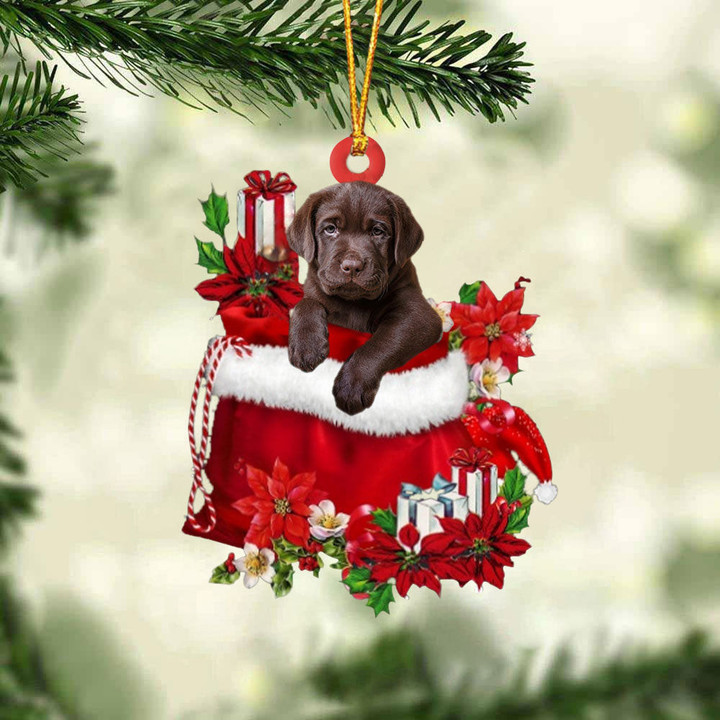 Labrador Retriever In Gift Bag Christmas Ornament