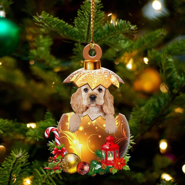 Cocker-Spaniel In Golden Egg Christmas Ornament
