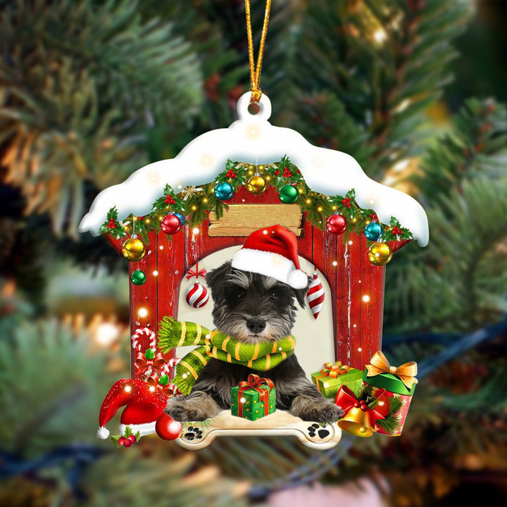 Shih Tzu In Red Wood House Christmas Ornament
