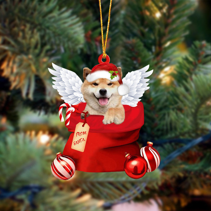 Shiba Inu Angel Gift From Santa Christmas Ornament