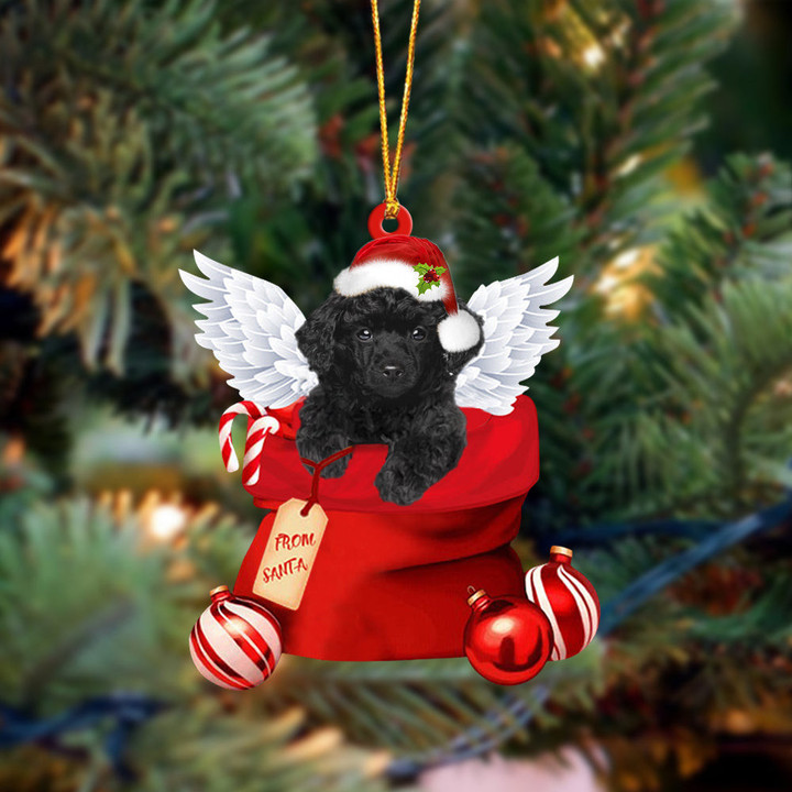 Poodle Angel Gift From Santa Christmas Ornament