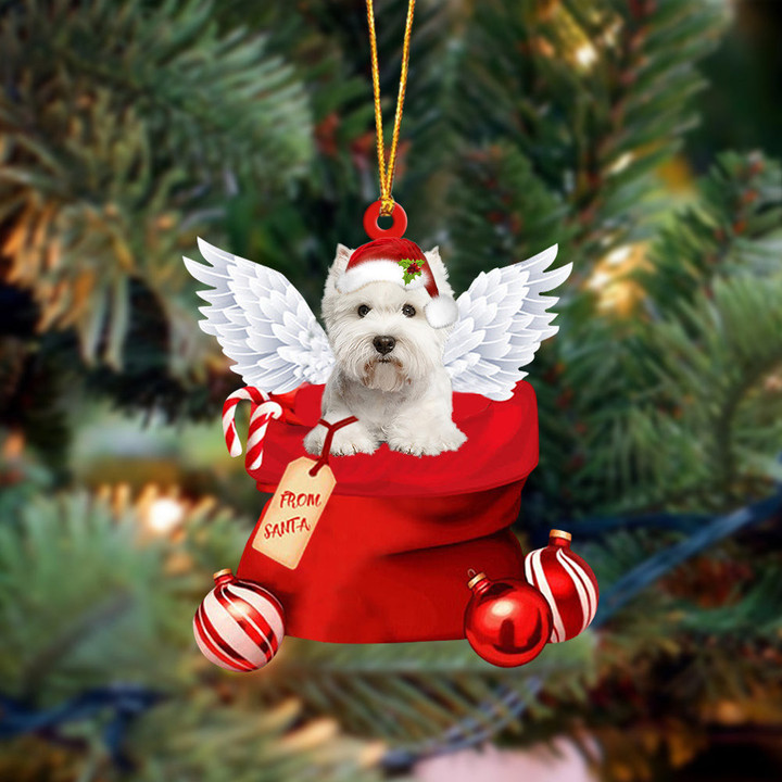 West Highland White Terrier Dog Angel Gift From Santa Christmas Ornament