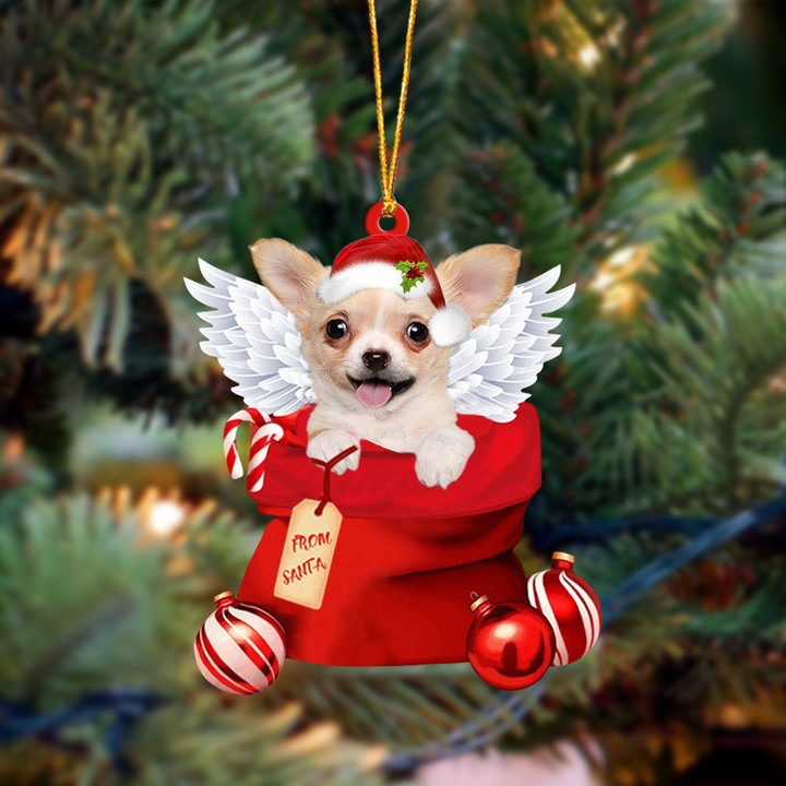 Chihuahua Angel Gift From Santa Christmas Ornament