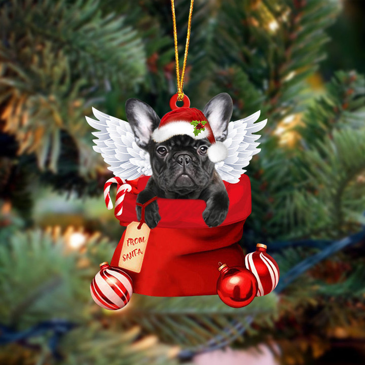 French Bulldog Angel Gift From Santa Christmas Ornament