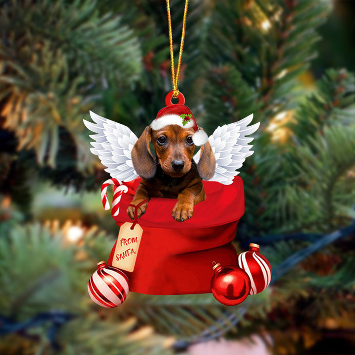 Dachshund Angel Gift From Santa Christmas Ornament