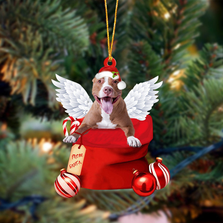 Pitbull Angel Gift From Santa Christmas Ornament