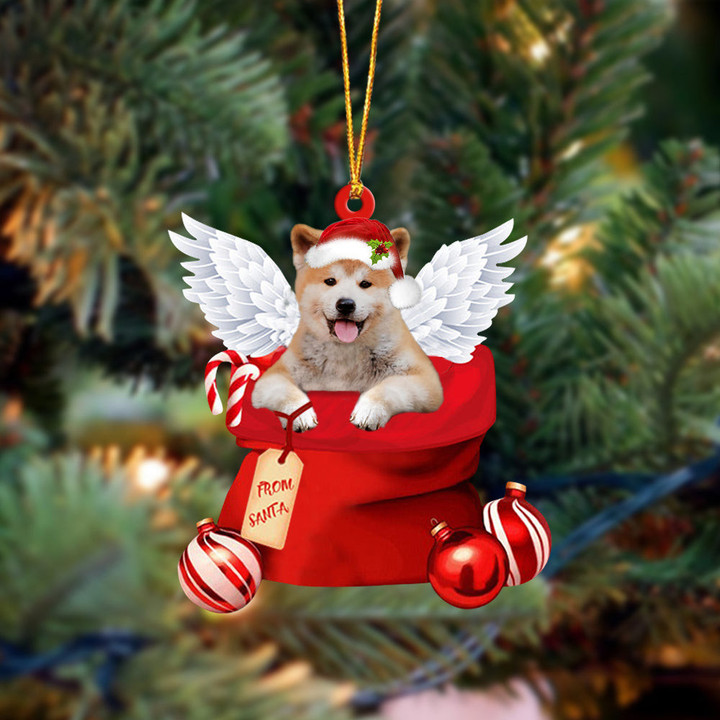 Shiba Inu2 Angel Gift From Santa Christmas Ornament