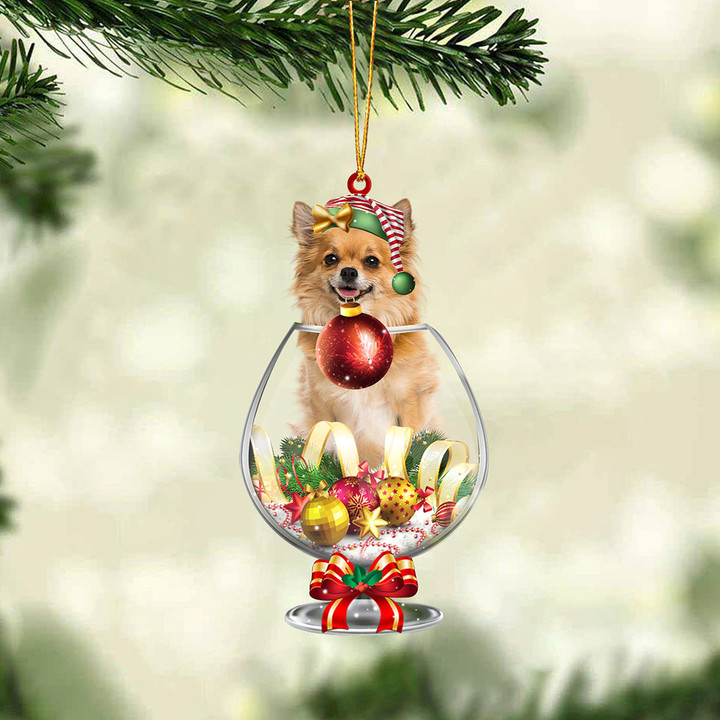 Chihuahua4 In Wine Glass Merry Christmas Ornament