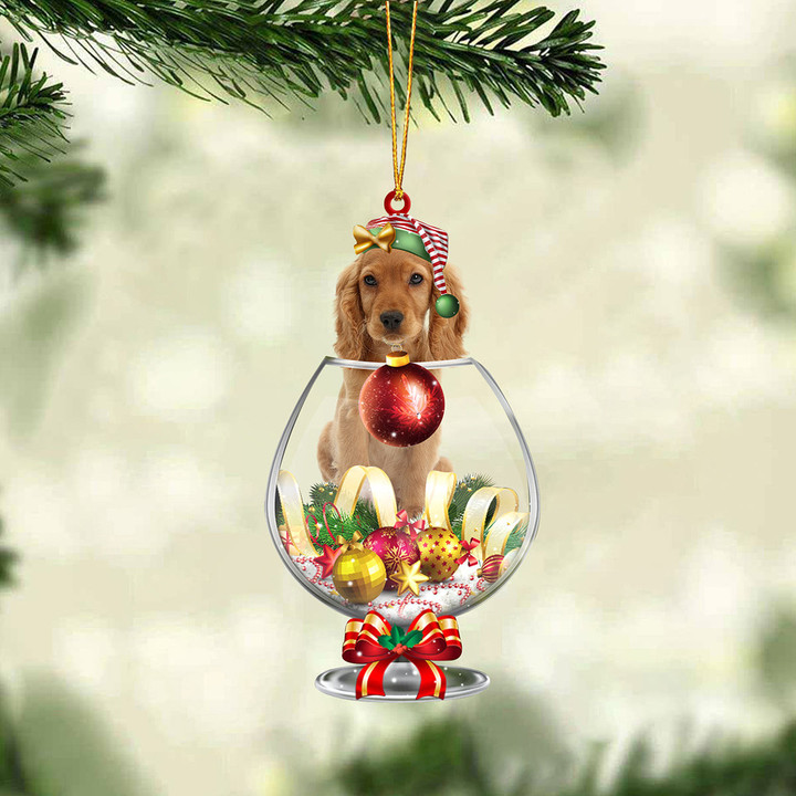 Cocker Spaniel 5 In Wine Glass Merry Christmas Ornament