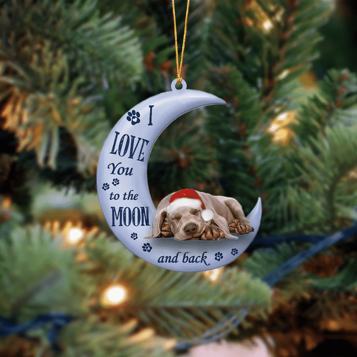 Weimaraner  I Love You To The Moon And Back Christmas Ornament