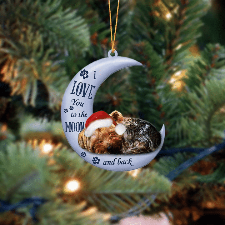 Yorkshire terrier I Love You To The Moon And Back Christmas Ornament