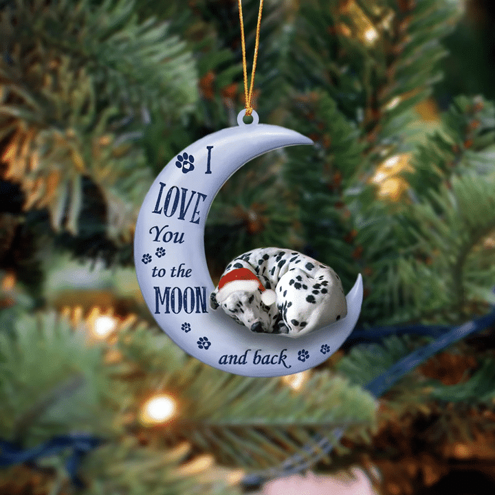 dalmatian. I Love You To The Moon And Back Christmas Ornament