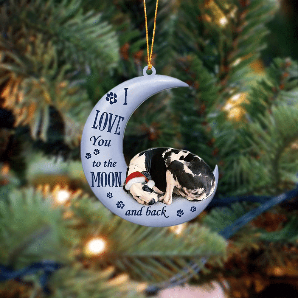 Great dane I Love You To The Moon And Back Christmas Ornament