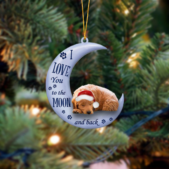 Goldendoodle I Love You To The Moon And Back Christmas Ornament