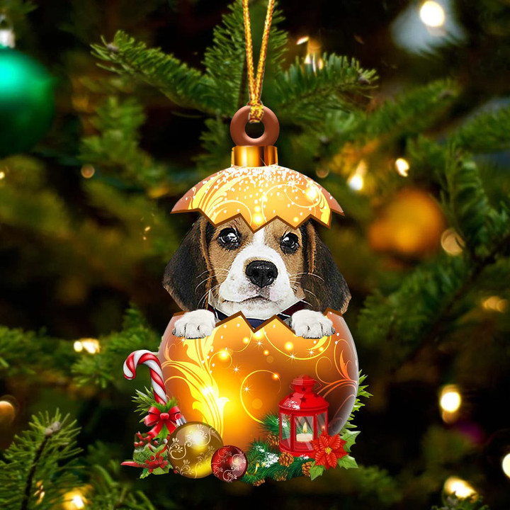 Beagle2 In Golden Egg Christmas Ornament