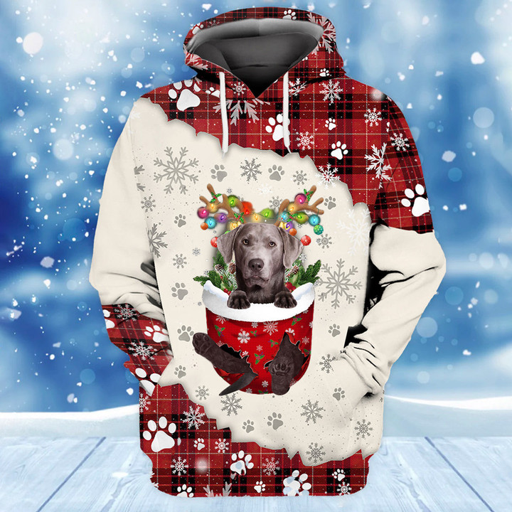 SILVER Labrador In Snow Pocket Merry Christmas Unisex Hoodie