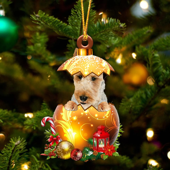Wire Fox Terrier2 In Golden Egg Christmas Ornament