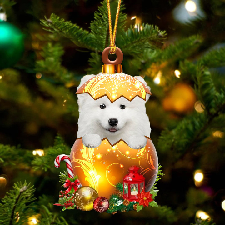 Samoyed In Golden Egg Christmas Ornament