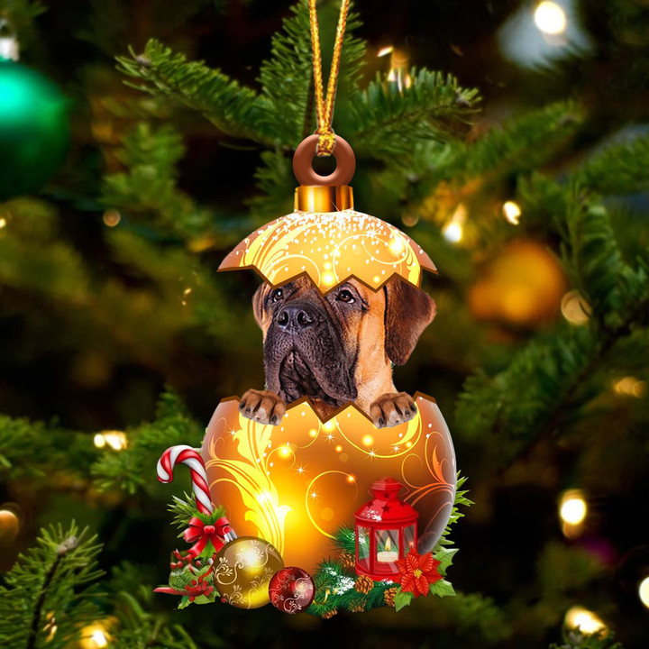 Bullmastiff In Golden Egg Christmas Ornament