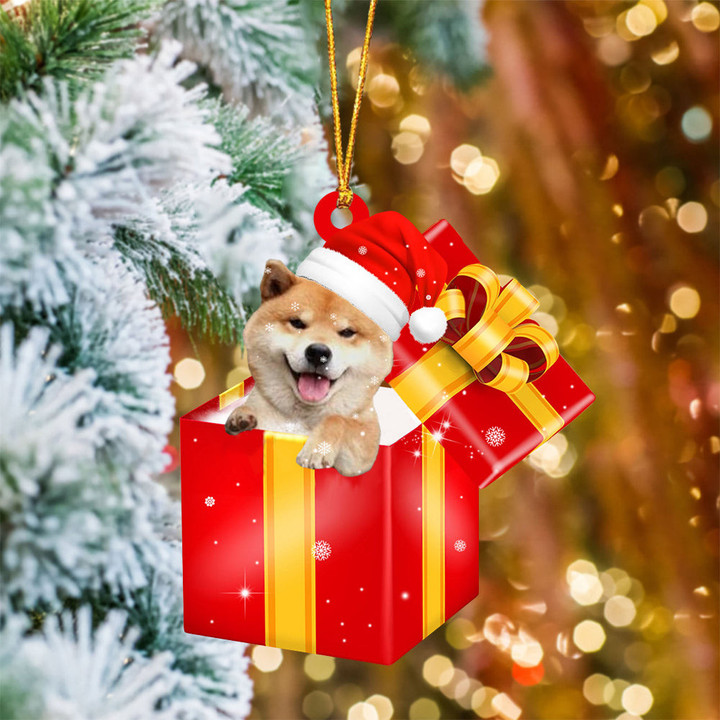 Shiba Inu 01 In Red Gift Box Christmas Ornament