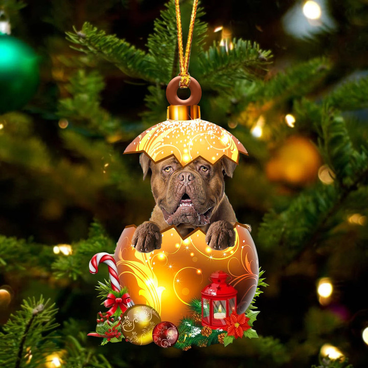 Dogue de Bordeaux In Golden Egg Christmas Ornament