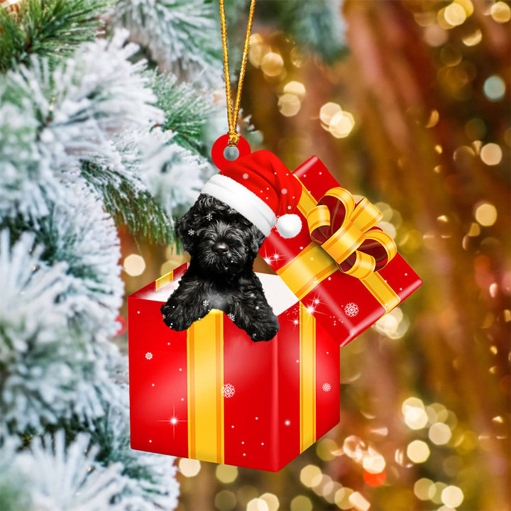 Cavapoo In Red Gift Box Christmas Ornament