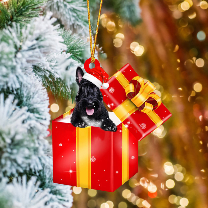Scottish Terrier In Red Gift Box Christmas Ornament