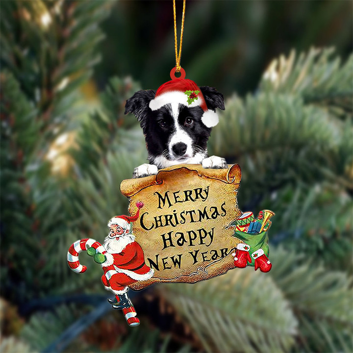 Border Collie Merry Christmas&Happy New Year Hanging Ornament