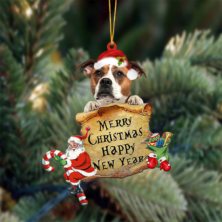 American Bulldog Merry Christmas&Happy New Year Hanging Ornament