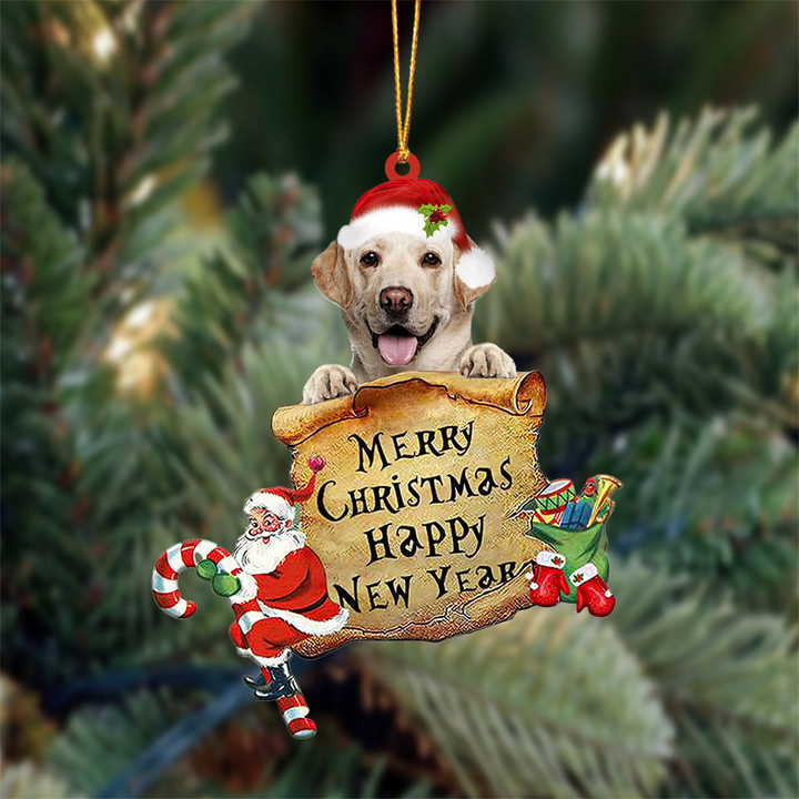 YELLOW Labrador Merry Christmas&Happy New Year Hanging Ornament