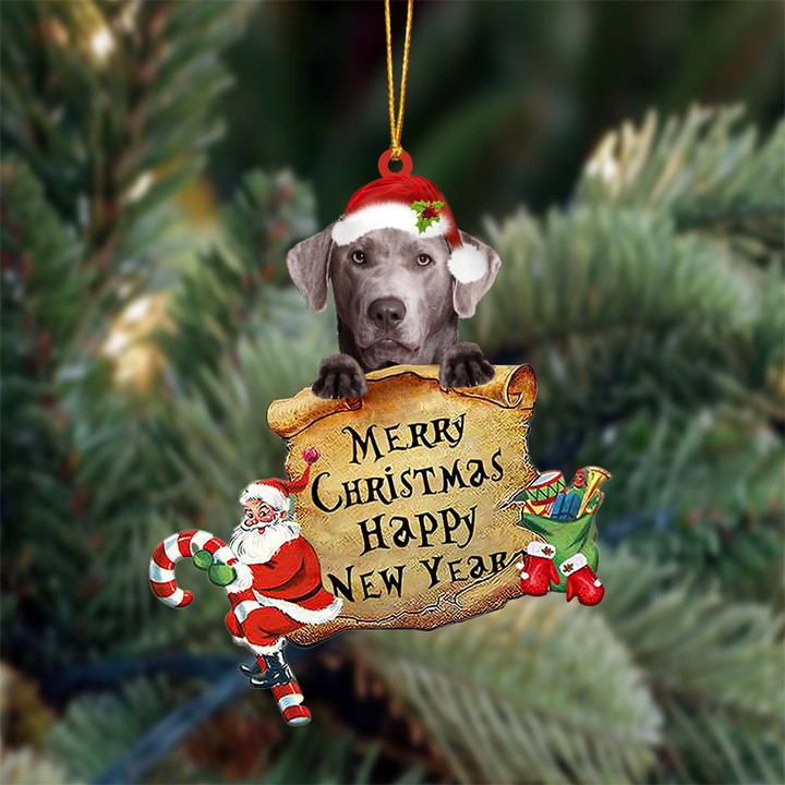 SILVER Labrador Merry Christmas&Happy New Year Hanging Ornament