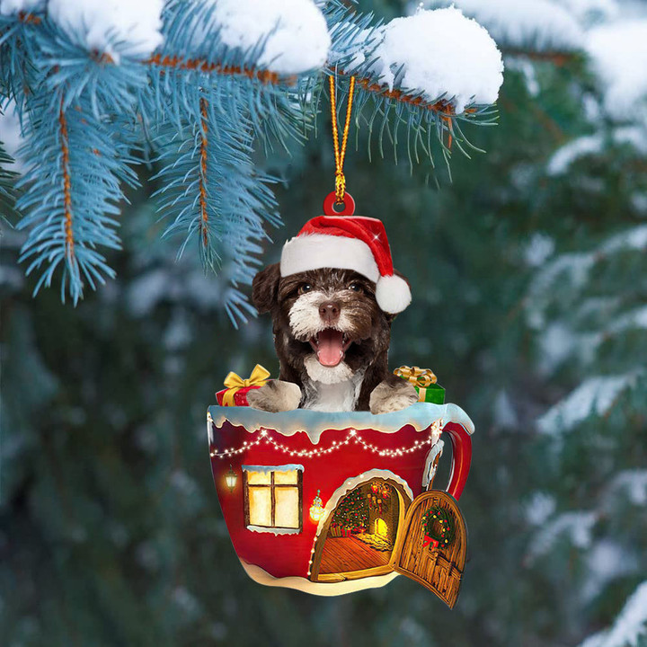 Havanese.  In Red House Cup Merry Christmas Ornament