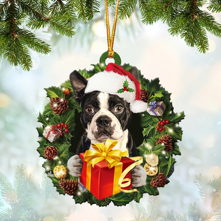 Boston Terrier Christmas Gift Hanging Ornament