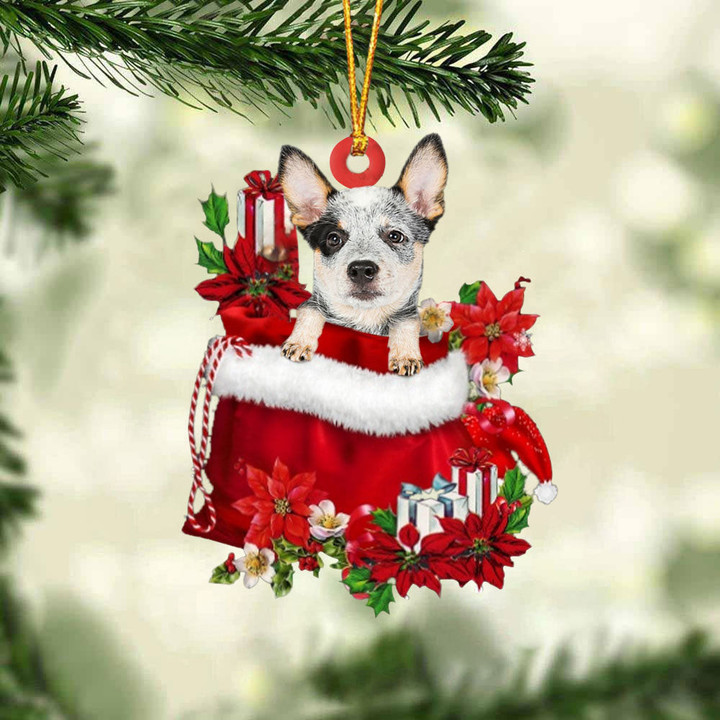 Heeler In Gift Bag Christmas Ornament