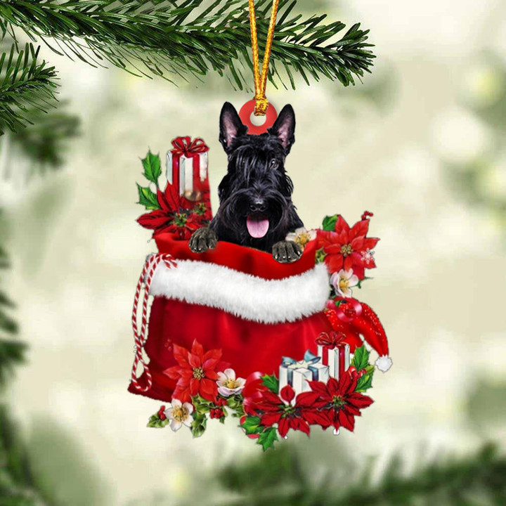 Scottish Terrier In Gift Bag Christmas Ornament