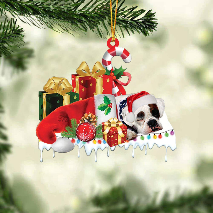 America Bulldog Merry Christmas Hanging Ornament-0211