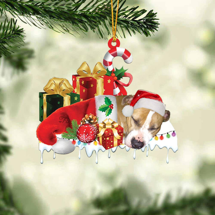 Staffordshire Bull Terrier 2 Merry Christmas Hanging Ornament-0211