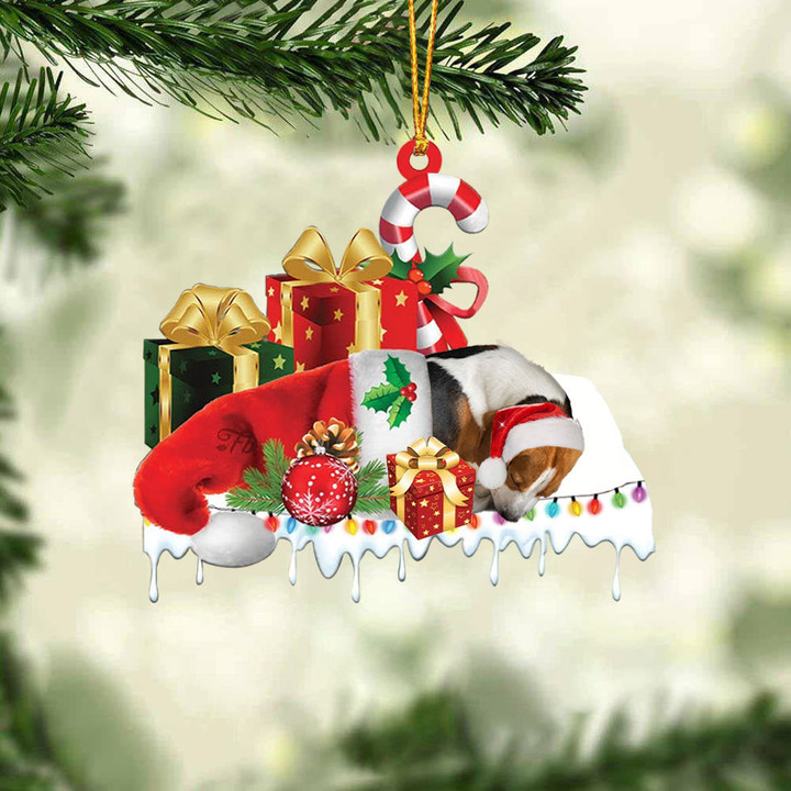 Beagle Merry Christmas Hanging Ornament-0211
