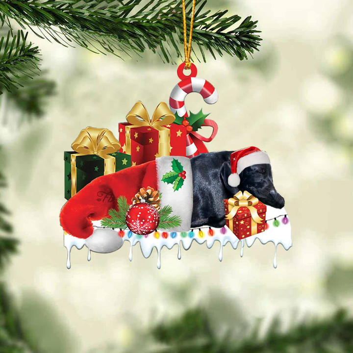 Black labrador Merry Christmas Hanging Ornament-0211